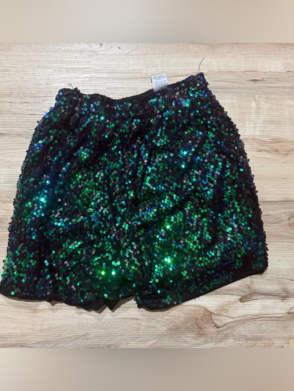 SHEIN Black Mini Skirt with Green & Blue Sequins